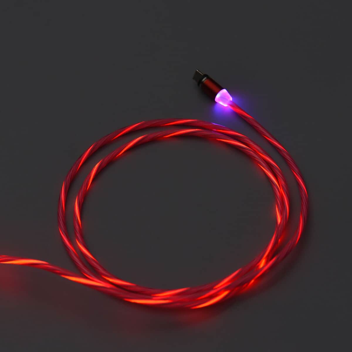 Red 3 in 1 Magnetic USB Cable with Flowing LED Light image number 1