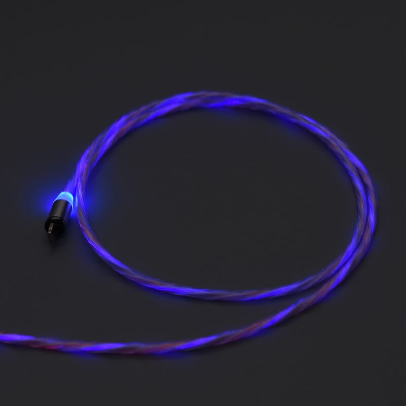 White 3 in 1 Magnetic USB Cable with Flowing LED Light