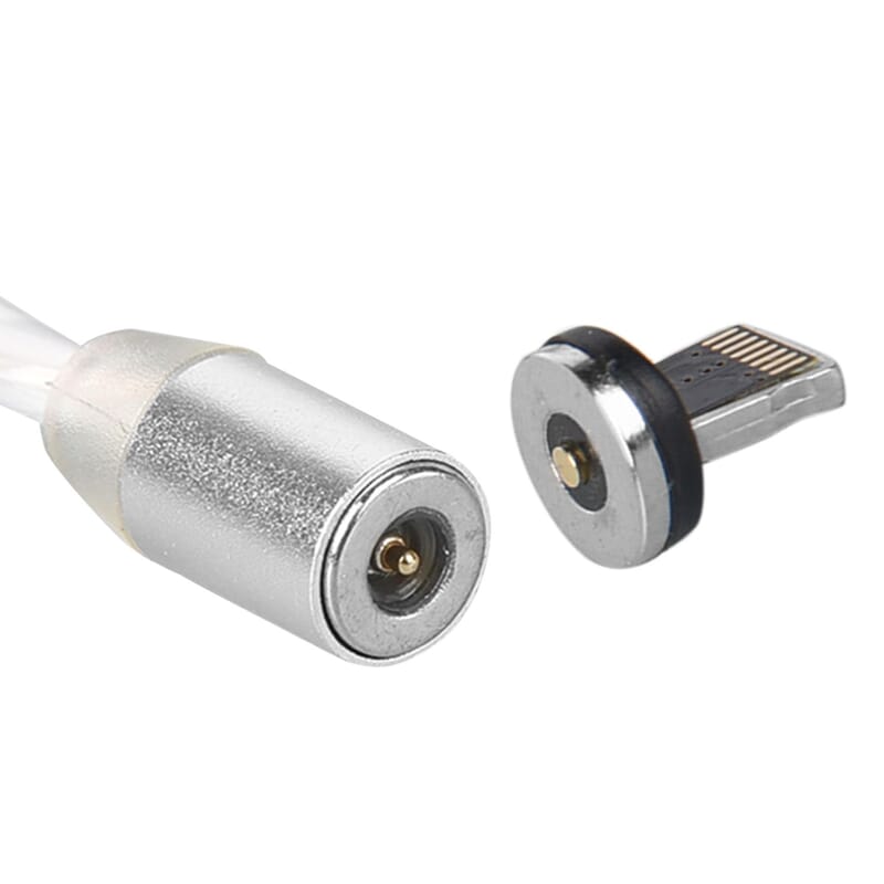 White 3 in 1 Magnetic USB Cable with Flowing LED Light