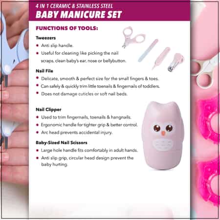 4in1 Baby Pink Ceramic & Stainless Steel Manicure Set (Scissor, Nail Clipper, Tweezers, Nail File) image number 2