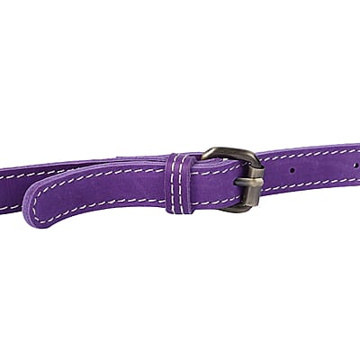 Purple Genuine Leather Flower Embossed Crossbody Bag