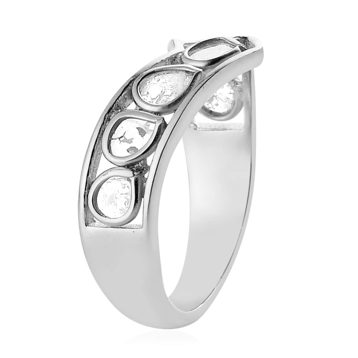 Artisan Crafted Polki Diamond Ring in Platinum Over Sterling Silver 0.50 ctw image number 3