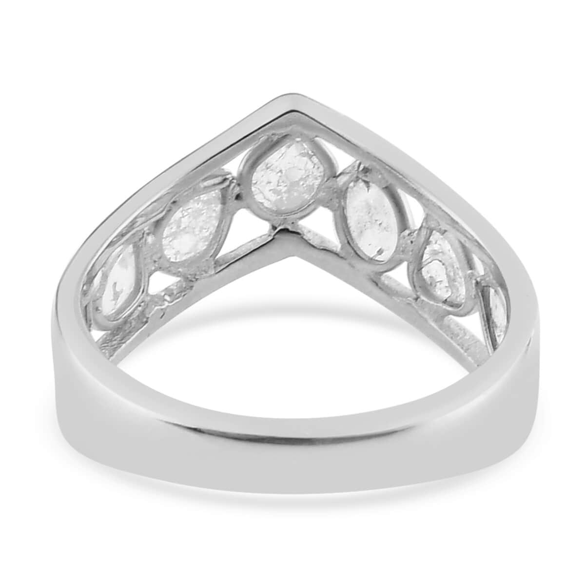 Artisan Crafted Polki Diamond Ring in Platinum Over Sterling Silver 0.50 ctw image number 4