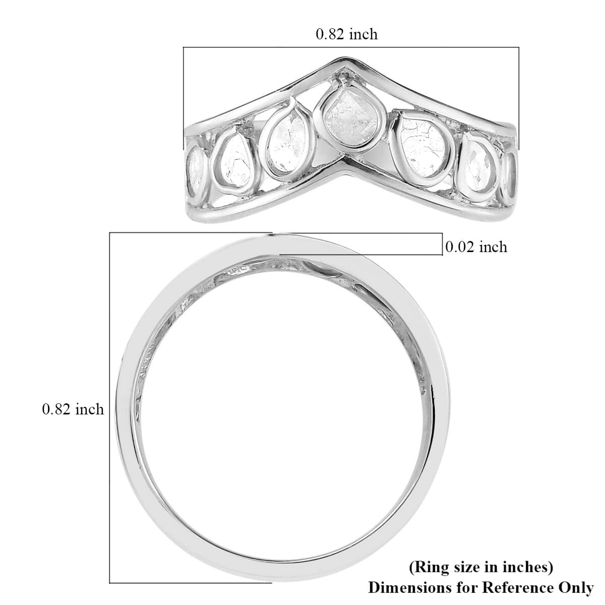 Artisan Crafted Polki Diamond Ring in Platinum Over Sterling Silver 0.50 ctw image number 5