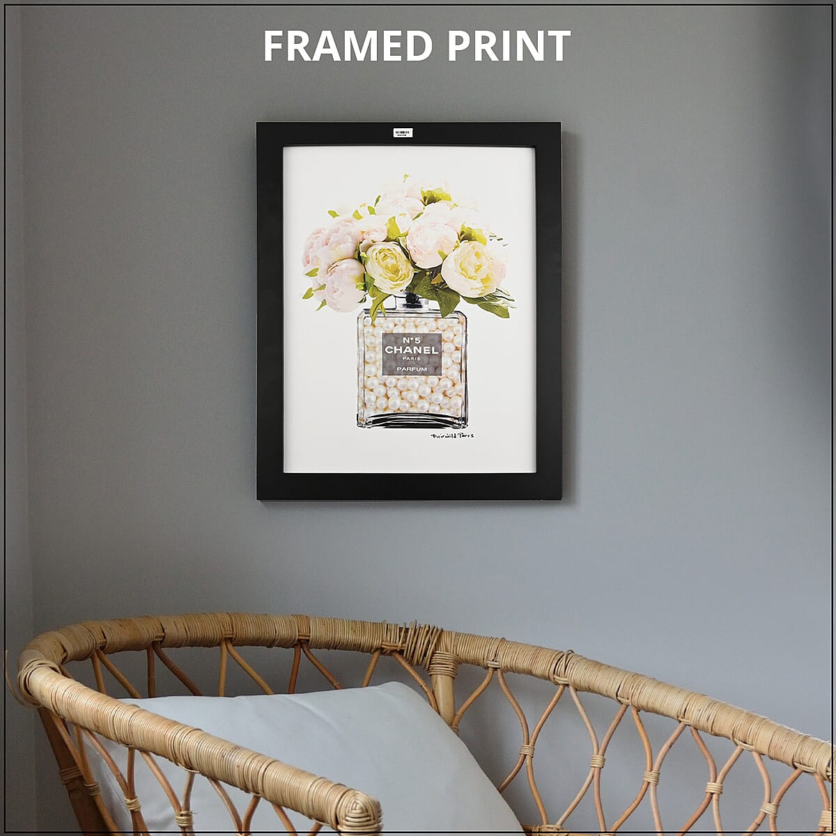 Roses & Pearls Chanel N&bull;5 Perfume Bottle 14x18 framed Print image number 1