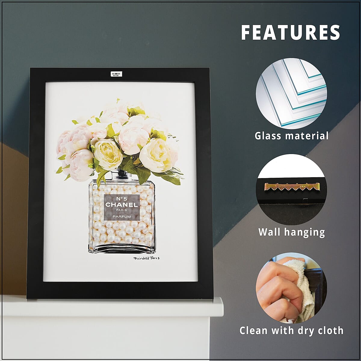 Roses & Pearls Chanel N&bull;5 Perfume Bottle 14x18 framed Print image number 2