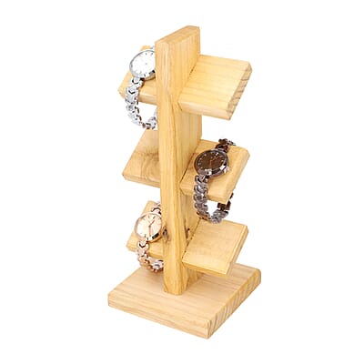 3 Tier Wooden Watch Holder Stand (Holds 6 Watches)