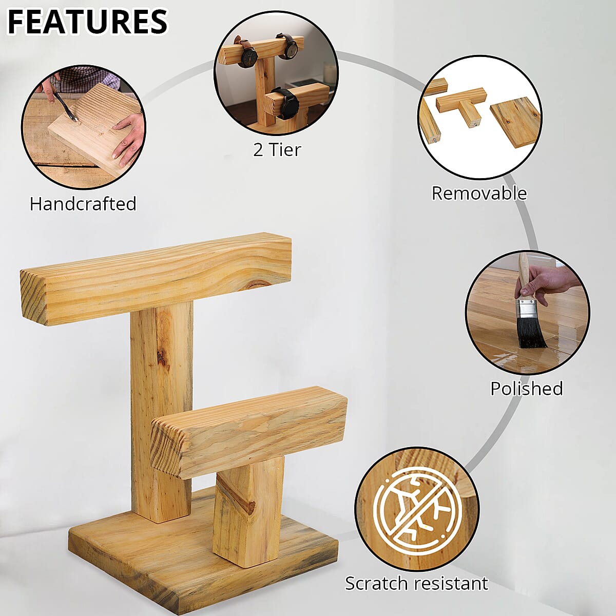 Handcrafted Pine and MDF Wooden Watch Holder image number 2