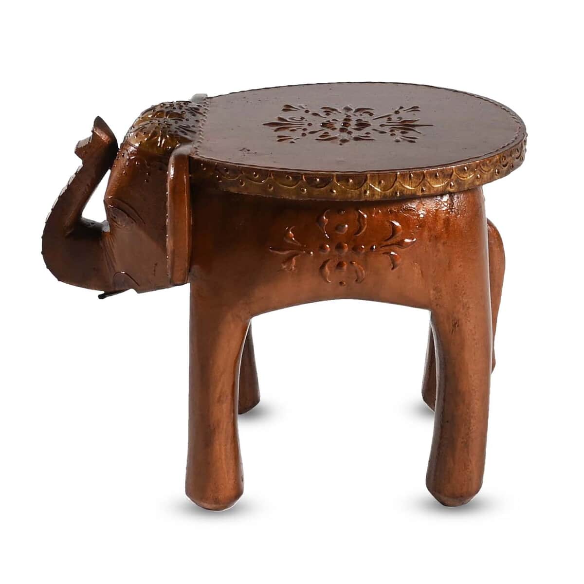 Set of 2 Hand Painted Colored Wooden Elephant Stool image number 4