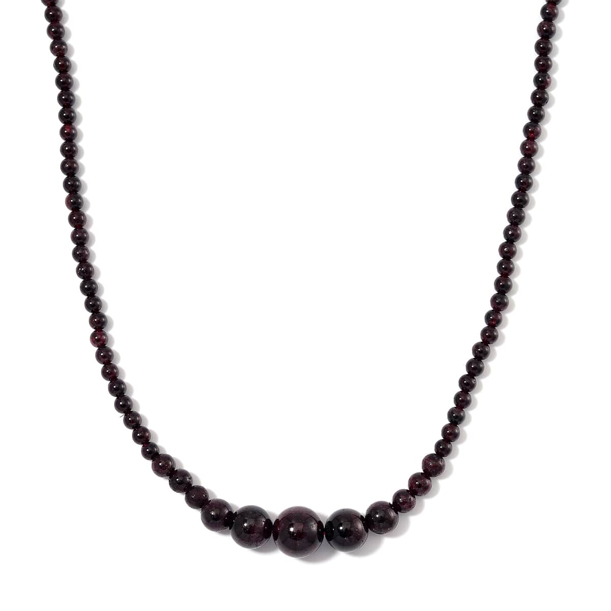 Mozambique Garnet 4-12mm 156.50 ctw Beaded Necklace in Stainless Steel 18-20 Inches image number 0