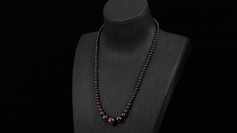 Mozambique Garnet 4-12mm 156.50 ctw Beaded Necklace in Stainless Steel 18-20 Inches