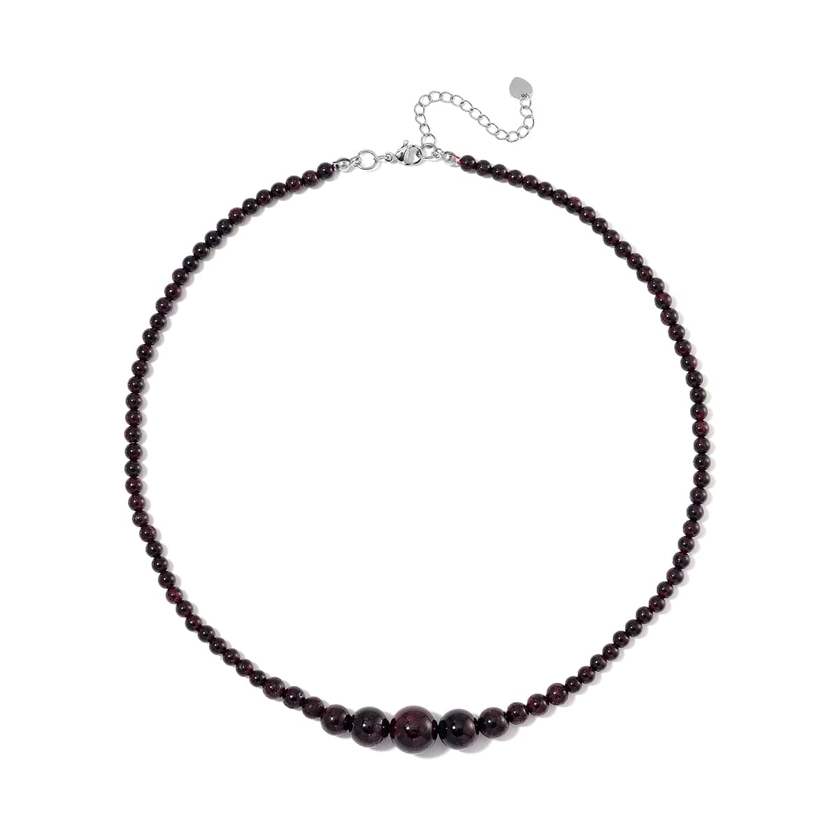 Mozambique Garnet 4-12mm 156.50 ctw Beaded Necklace in Stainless Steel 18-20 Inches image number 2