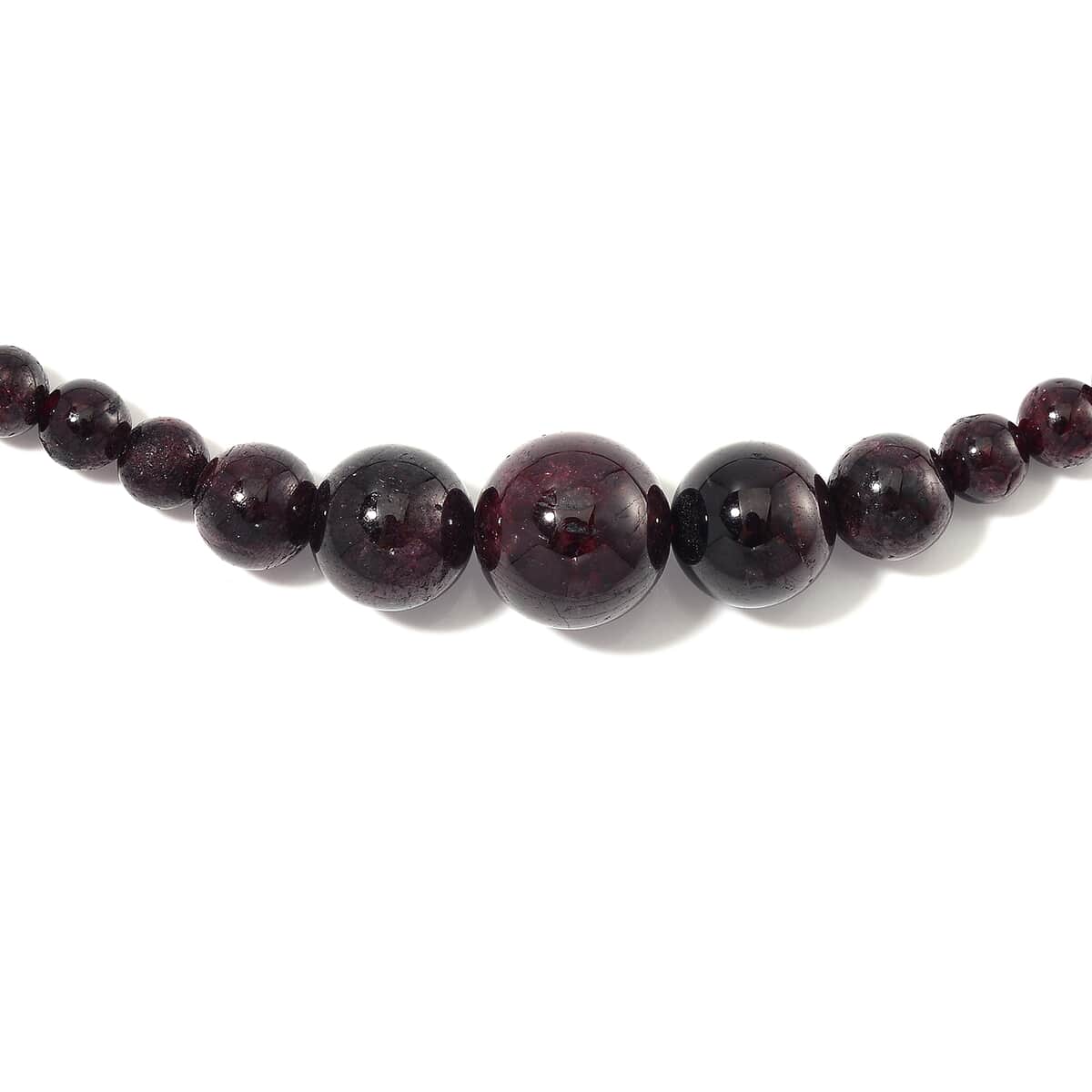 Mozambique Garnet 4-12mm 156.50 ctw Beaded Necklace in Stainless Steel 18-20 Inches image number 3