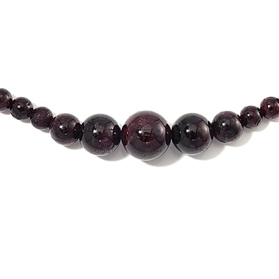Mozambique Garnet 4-12mm 156.50 ctw Beaded Necklace in Stainless Steel 18-20 Inches