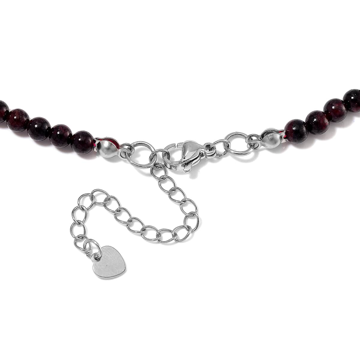 Mozambique Garnet 4-12mm 156.50 ctw Beaded Necklace in Stainless Steel 18-20 Inches image number 4