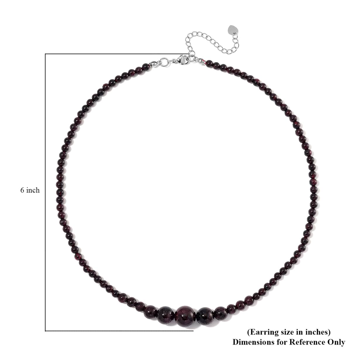 Mozambique Garnet 4-12mm 156.50 ctw Beaded Necklace in Stainless Steel 18-20 Inches image number 5