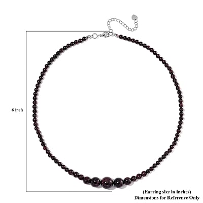 Mozambique Garnet 4-12mm 156.50 ctw Beaded Necklace in Stainless Steel 18-20 Inches
