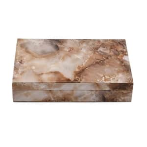 Light Brown Marble Pattern Faux Leather Ring Box with Anti Tarnish Lining (8 Necklace Hooks & Hold up to Approx 90-100 Rings), Jewelry Box, Jewelry Organizer, Jewelry Holder, Travel Jewelry Case, Jewelry Storage