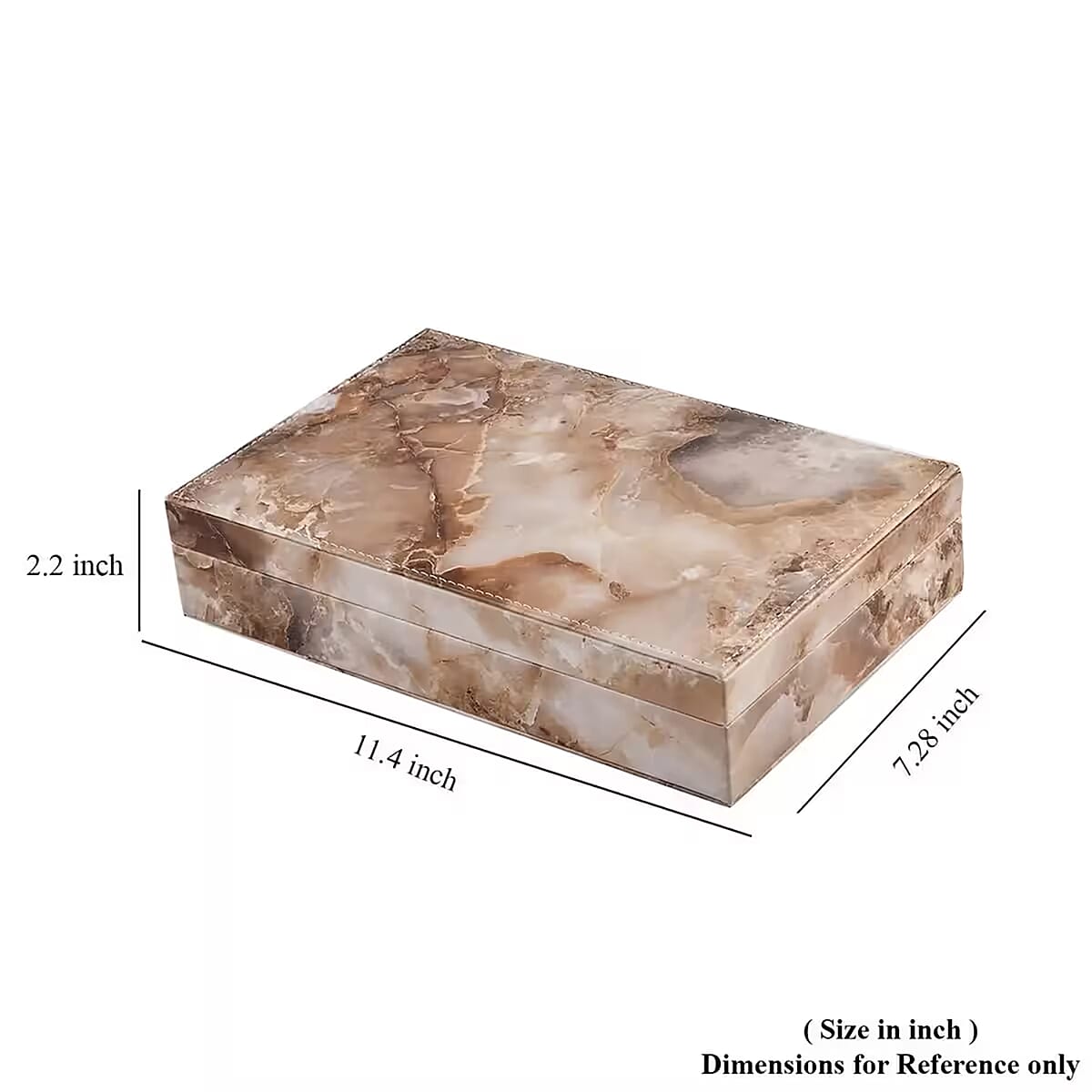 Light Brown Marble Pattern Faux Leather Jewelry Organizer Box with Anti Tarnish Lining (8 Necklace Hooks & Hold up to Approx 90-100 Rings) image number 6