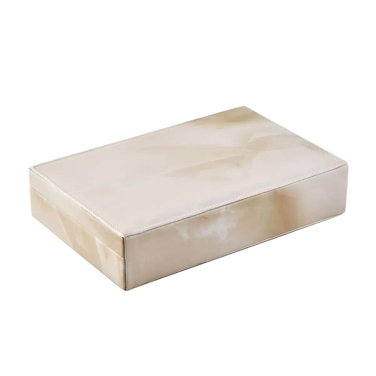 Cream Marble Pattern Faux Leather Ring Box with Anti Tarnish Lining (8 Necklace Hooks & Hold up to Approx 90-100 Rings), Jewelry Box, Jewelry Organizer, Jewelry Holder, Travel Jewelry Case, Jewelry Storage image number 5