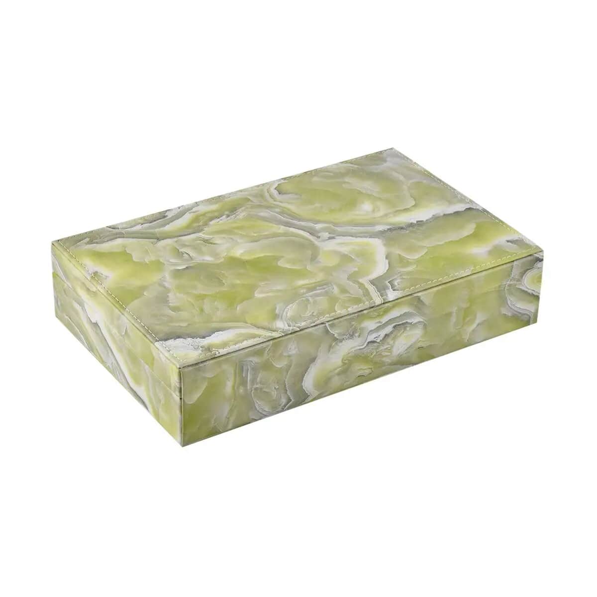Green Marble Pattern Faux Leather Ring Box with Anti Tarnish Lining (8 Necklace Hooks & Hold up to Approx 90-100 Rings), Jewelry Box, Jewelry Organizer, Jewelry Holder, Travel Jewelry Case, Jewelry Storage image number 5