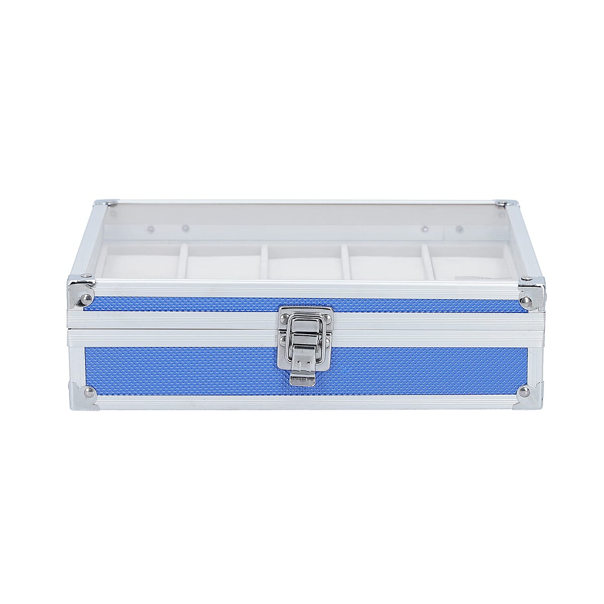 Aluminium 10 Slots Watch Box with Transparent Lid Display & Latch Closure - Black (10"x8.1"x2.8") image number 1