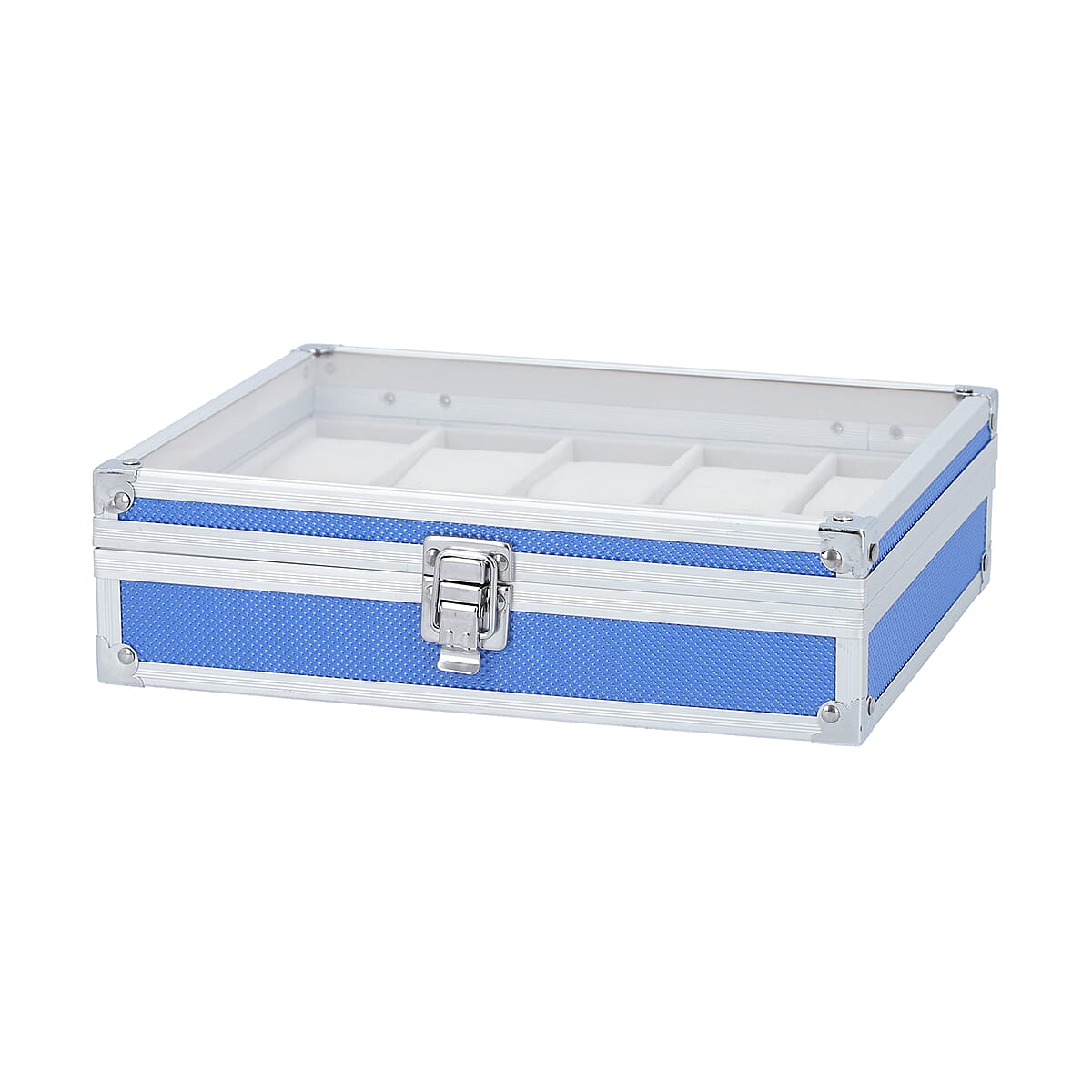 Aluminium 10 Slots Watch Box with Transparent Lid Display & Latch Closure - Black (10"x8.1"x2.8") image number 2