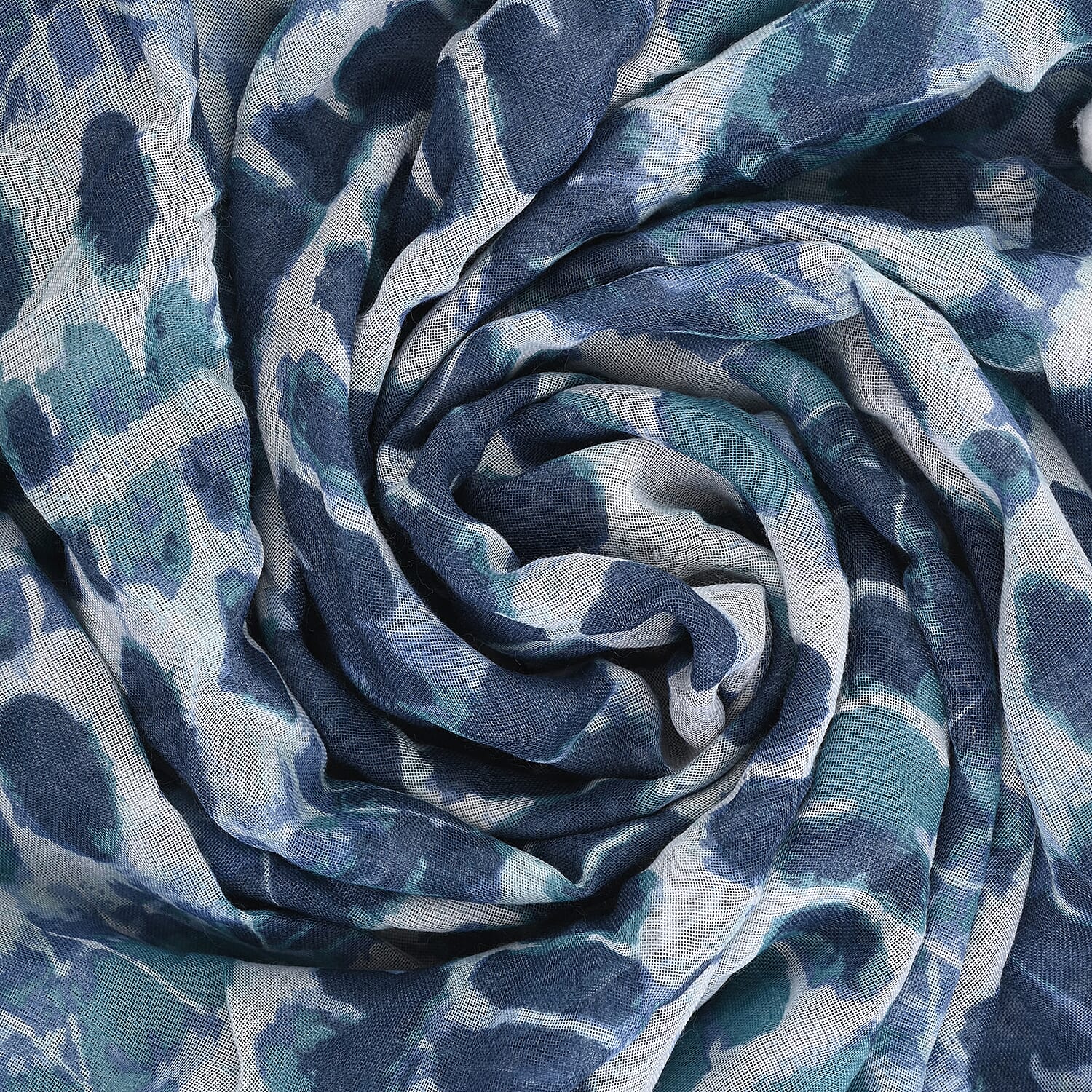 Multi Color Geo Print Scarf with Pom Pom Trim (50X50)