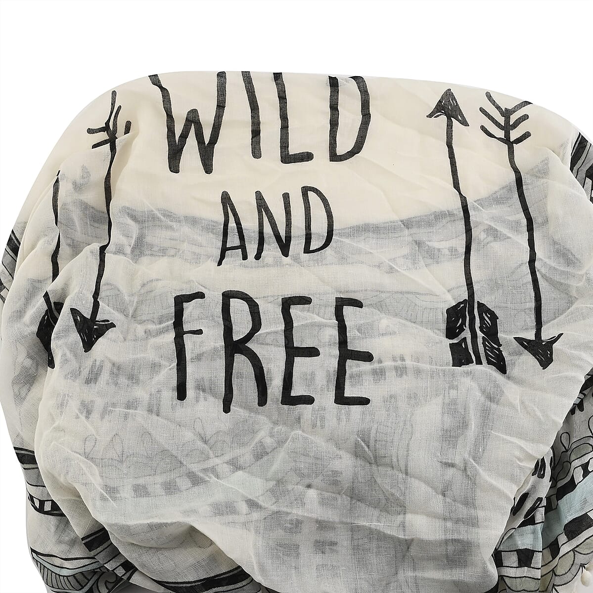 Multi Color Wild and Free Scarf with Pom Pom Trim image number 2