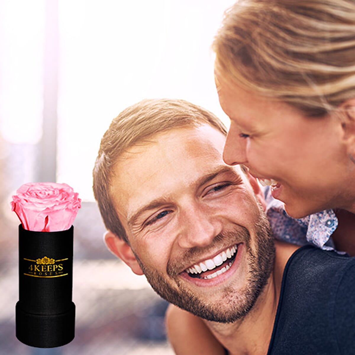 4 Keeps Roses, Real Preserved Baby Pink Rose in Black and Gold Giftbox image number 5