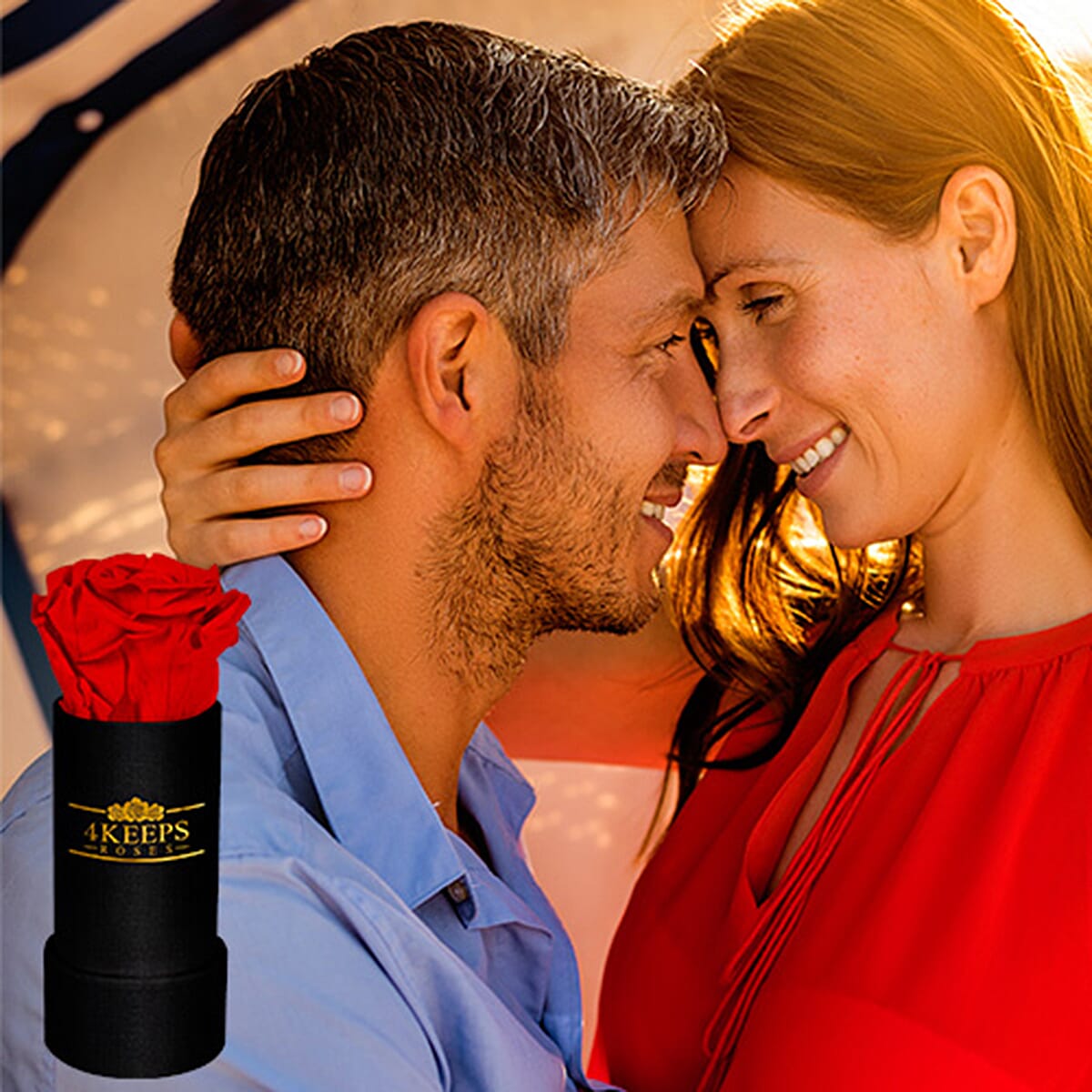 4 Keeps Roses, Real Preserved Red Rose in Black and Gold Giftbox image number 5