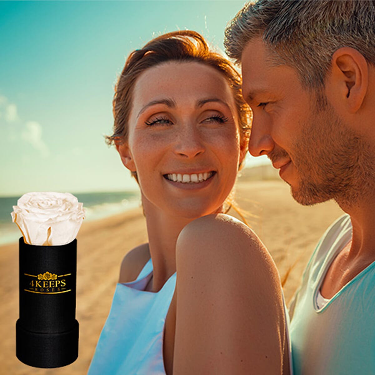 4 Keeps Roses, Real Preserved Snow White Rose in Black and Gold Giftbox image number 5