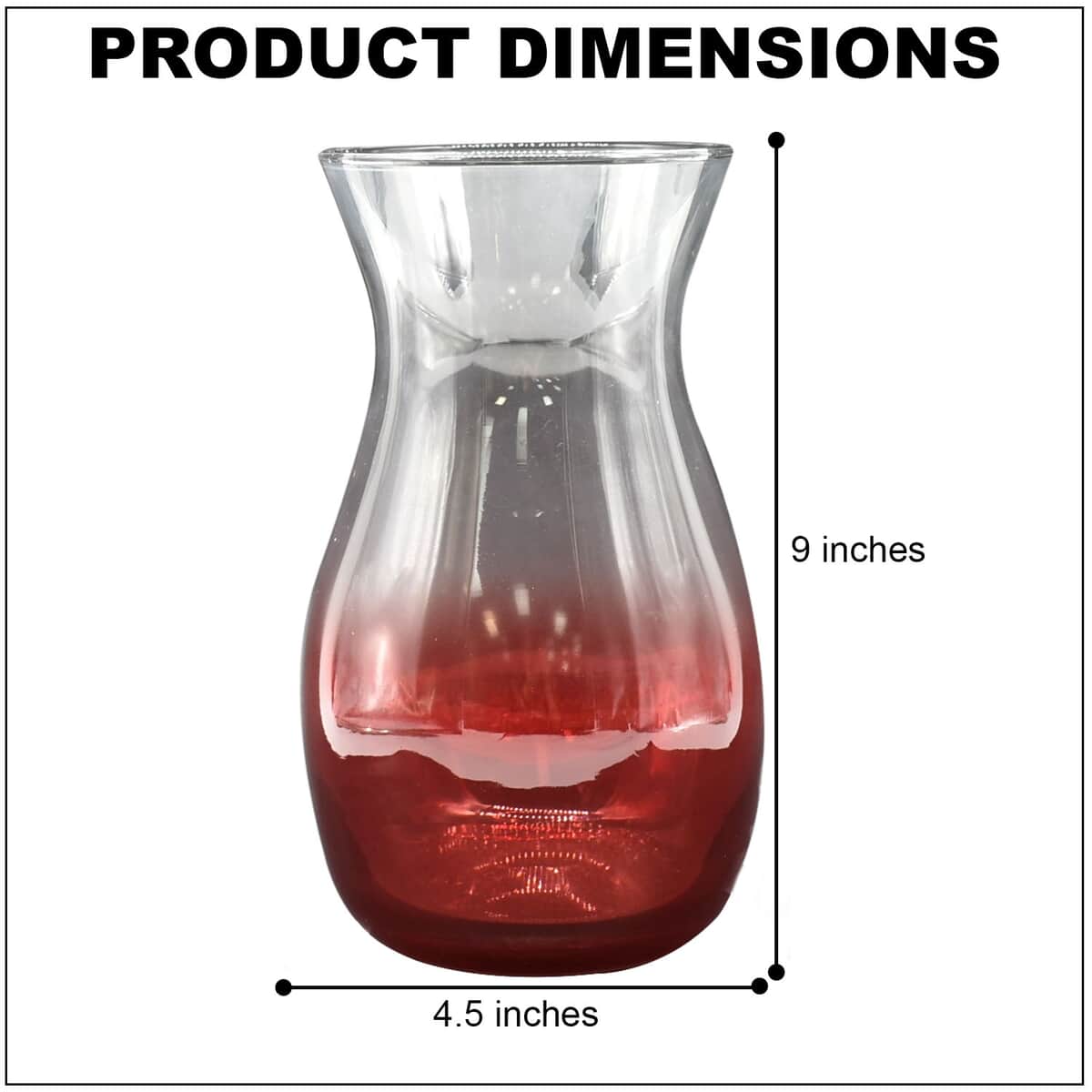 CHICAGO CLOSEOUT Red Ombre Glass Vase image number 3