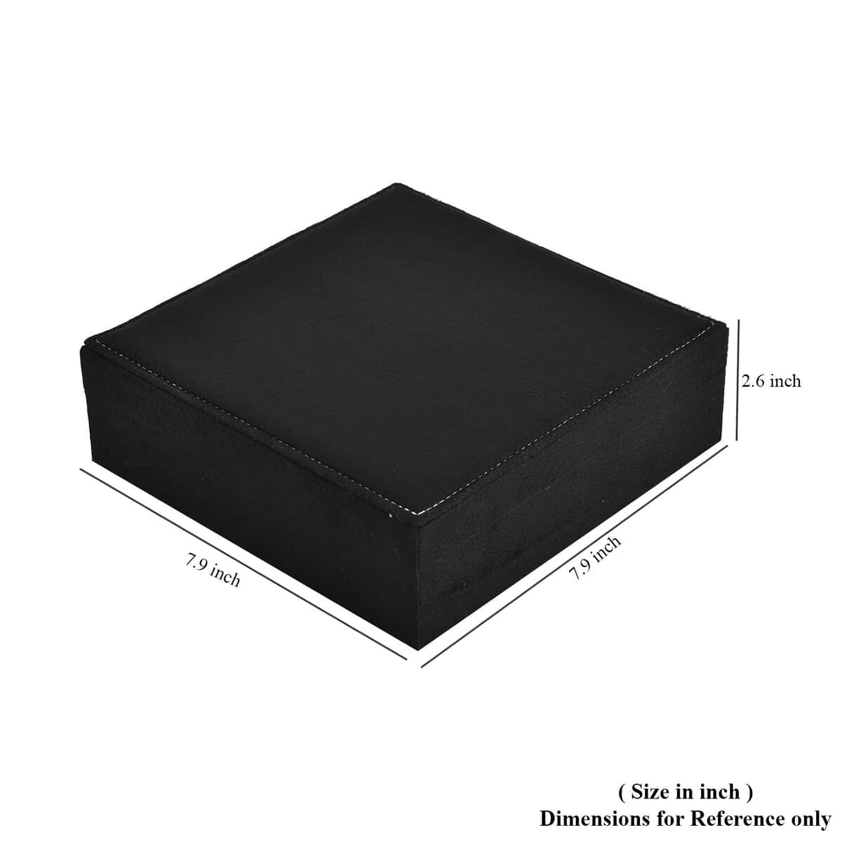 Black Velvet & MDF Jewelry Box with Latch Clasp 7.9"x7.9"x2.6") (11 Ring Slot, 6 Hooks for Necklace, Pocket) image number 7