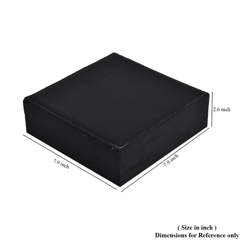 Black Velvet Anti Tarnish Jewelry Box with Latch Clasp (11 Ring Slot, 6 Hooks for Necklace, Pocket)