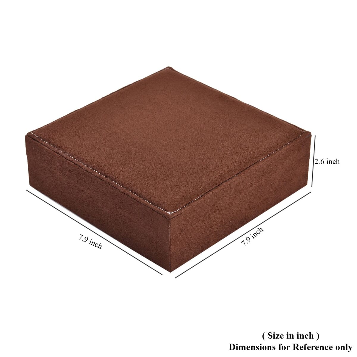 Dark Brown Velvet Anti Tarnish Jewelry Box with Latch Clasp (11 Ring Slot, 6 Hooks for Necklace, Pocket) image number 7
