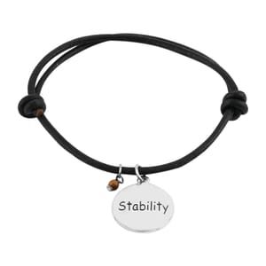 Leather Cord Adjustable Stability Inspirational Bracelet with Dragonfly Charm in Rhodium Over Sterling Silver
