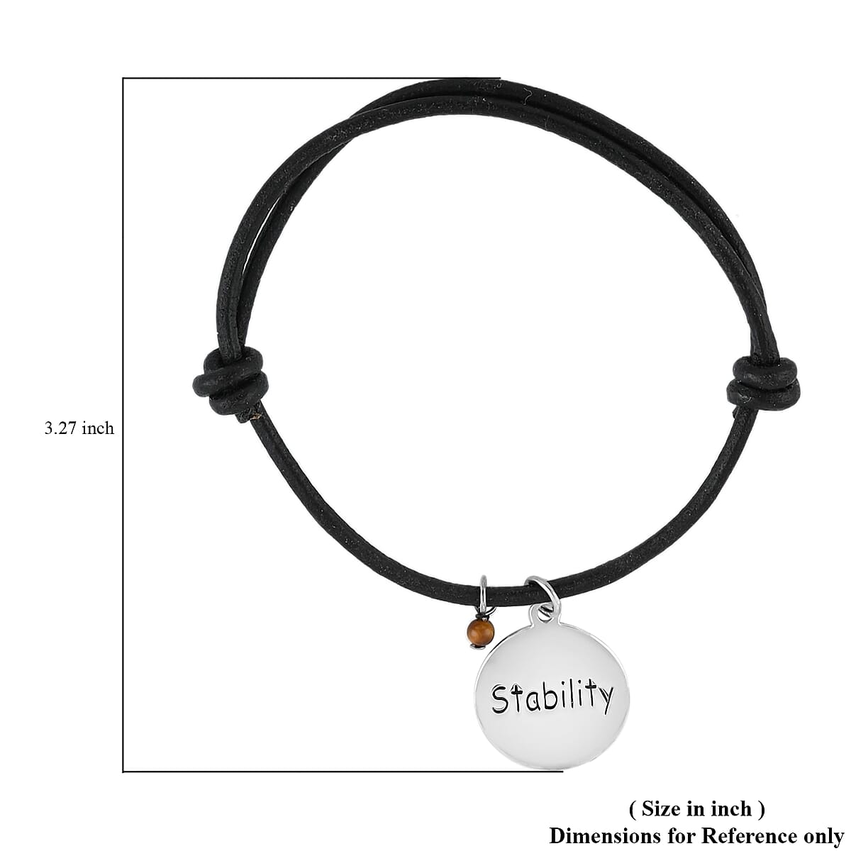 Leather Cord Adjustable Stability Inspirational Bracelet with Dragonfly Charm in Rhodium Over Sterling Silver image number 4