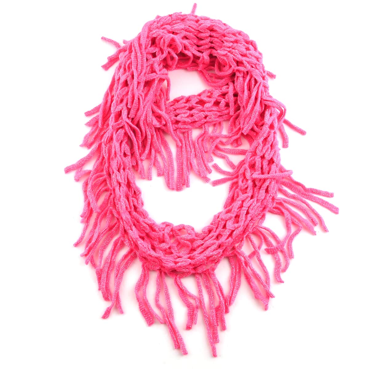 Pink Openweave Knit Scarf with Header Card and Hanger image number 0