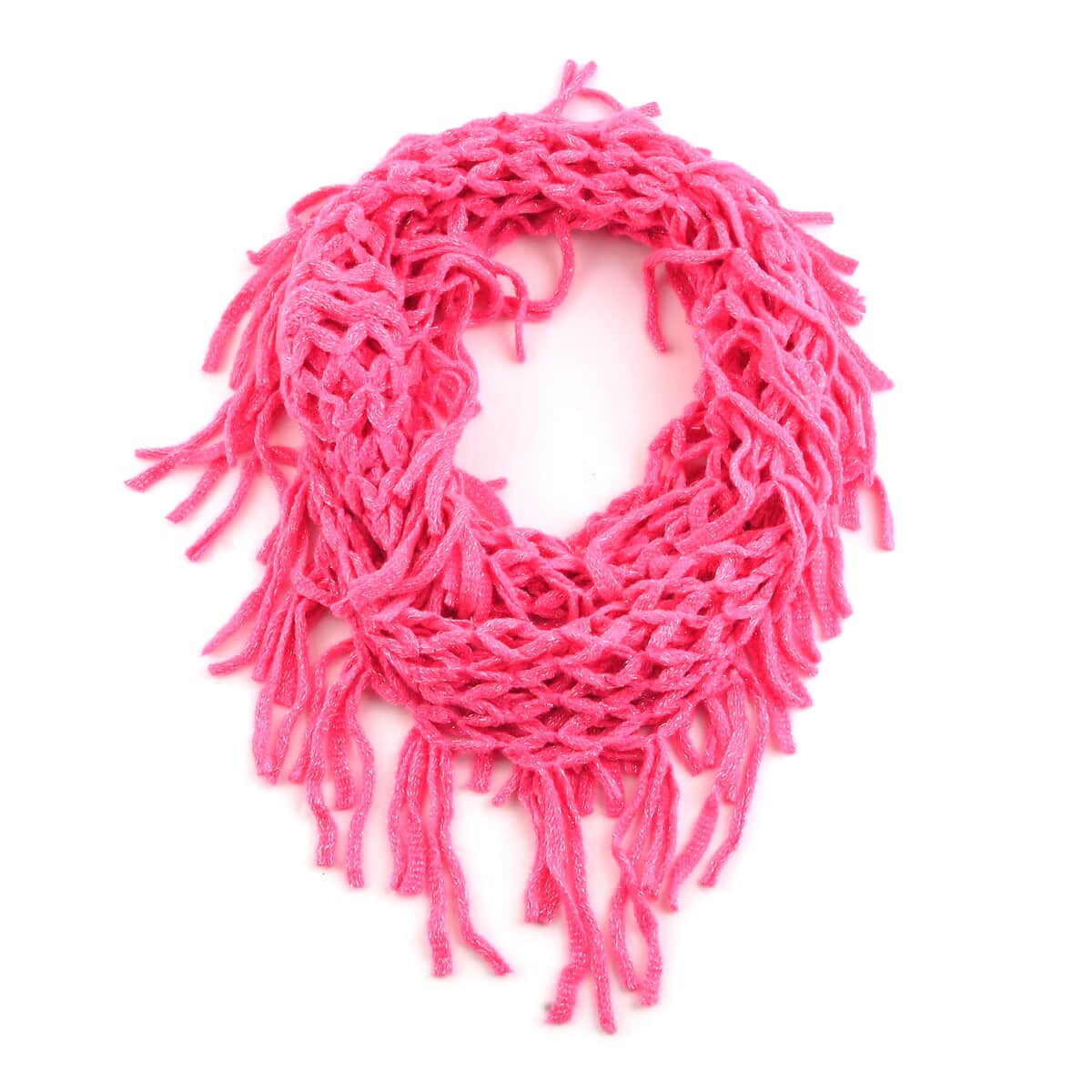 Pink Openweave Knit Scarf with Header Card and Hanger image number 1