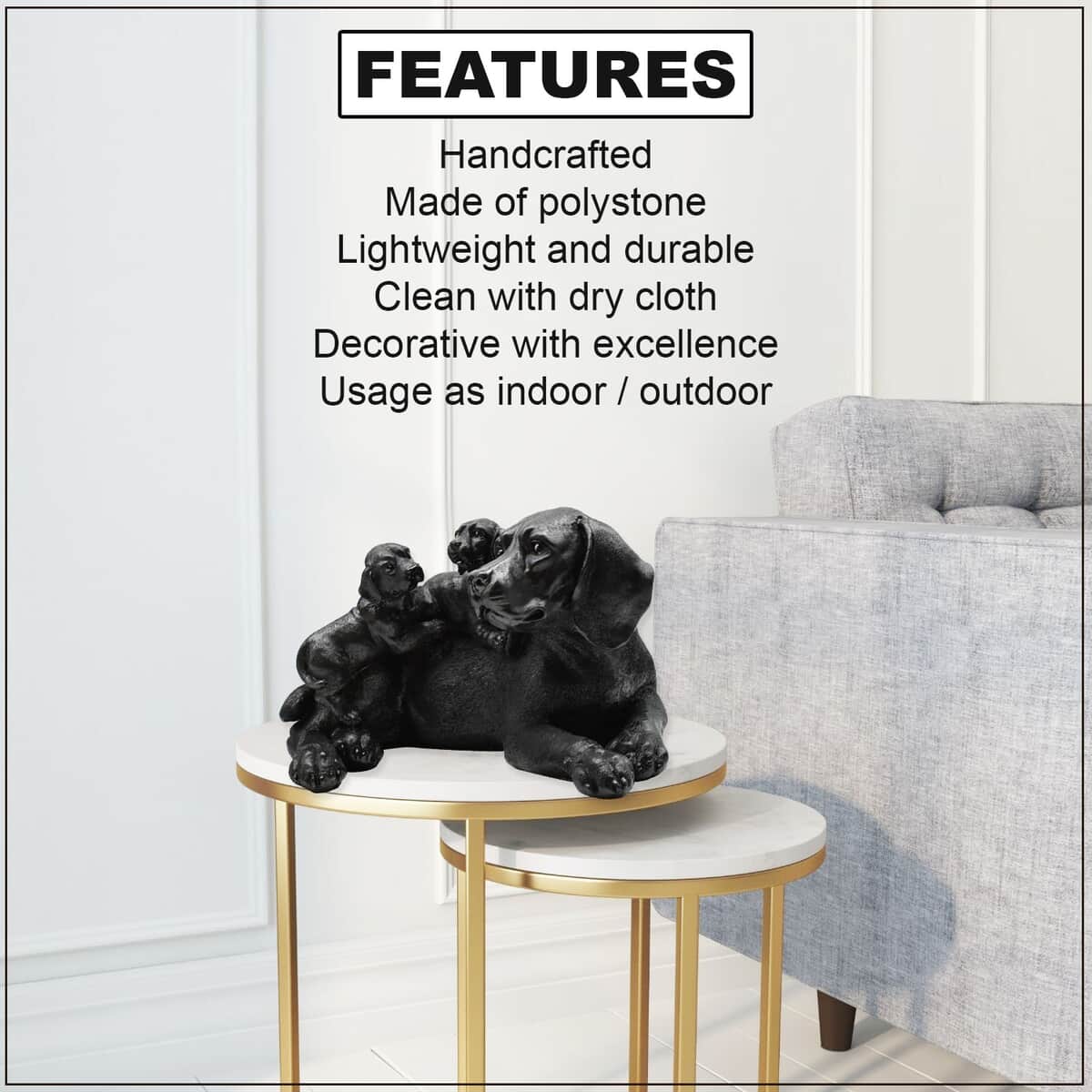 Closeout Durable Polystone Construction Labrador Family Statue - Can be used Indoors or Outdoors image number 2