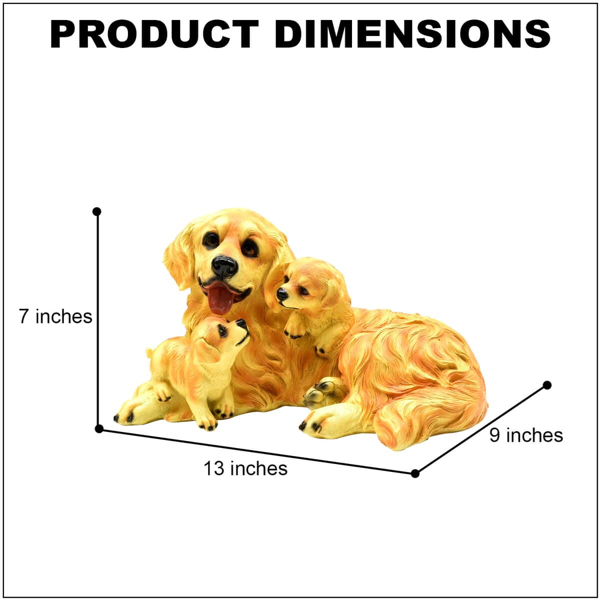 Durable Polystone Construction Golden Retriever Family Statue - Can be used Indoors or Outdoors image number 3