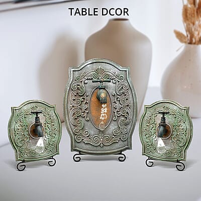 Closeout Set of 3 Green Resin Plaque, Wall, Faucet with Stands