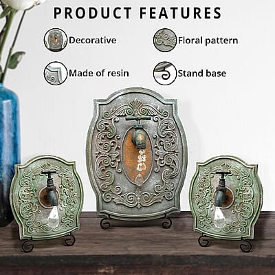 Closeout Set of 3 Green Resin Plaque, Wall, Faucet with Stands