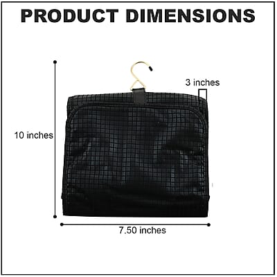 Tall Black Faux Leather & Nylon Hanging Travel Beauty Organizer