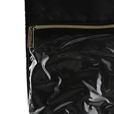Tall Black Faux Leather & Nylon Hanging Travel Beauty Organizer