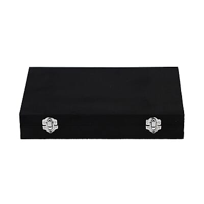 Black Velvet Jewelry Box with Anti Tarnish Lining & Lock, Anti Tarnish Jewelry Case, Jewelry Organizer, Jewelry Storage Box (8 Necklace Hooks, 8 Earrings/Pendant Sections and 10 Rings Slots)