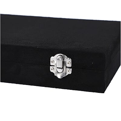 Black Velvet Jewelry Box with Anti Tarnish Lining & Lock, Anti Tarnish Jewelry Case, Jewelry Organizer, Jewelry Storage Box (8 Necklace Hooks, 8 Earrings/Pendant Sections and 10 Rings Slots)