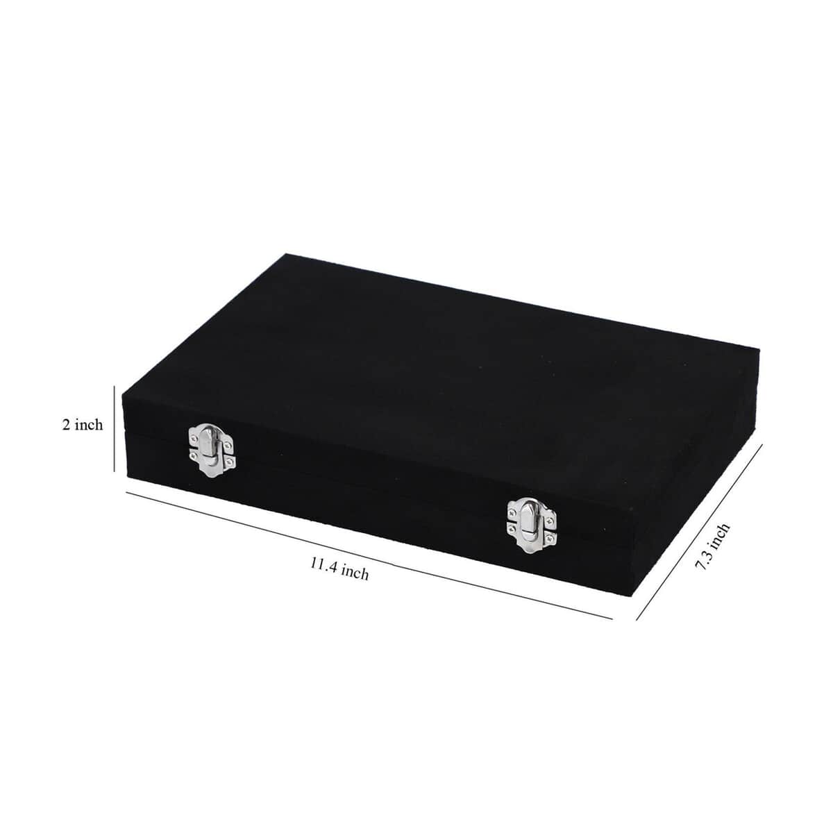 Black Velvet Jewelry Box with Anti Tarnish Lining & Lock, Anti Tarnish Jewelry Case, Jewelry Organizer, Jewelry Storage Box (8 Necklace Hooks, 8 Earrings/Pendant Sections and 10 Rings Slots) image number 4