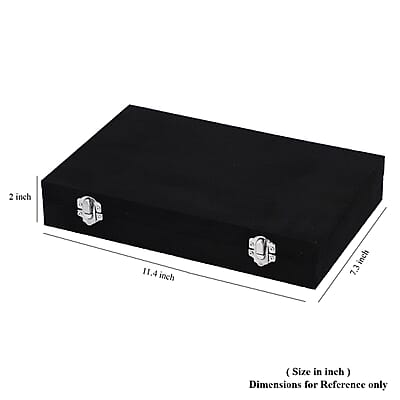 Black Velvet Jewelry Box with Anti Tarnish Lining & Lock, Anti Tarnish Jewelry Case, Jewelry Organizer, Jewelry Storage Box (8 Necklace Hooks, 8 Earrings/Pendant Sections and 10 Rings Slots)